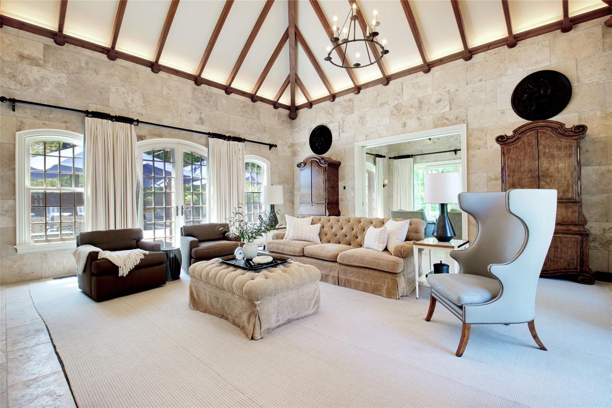 Chandelier, Interior, Living room, Stone Walls