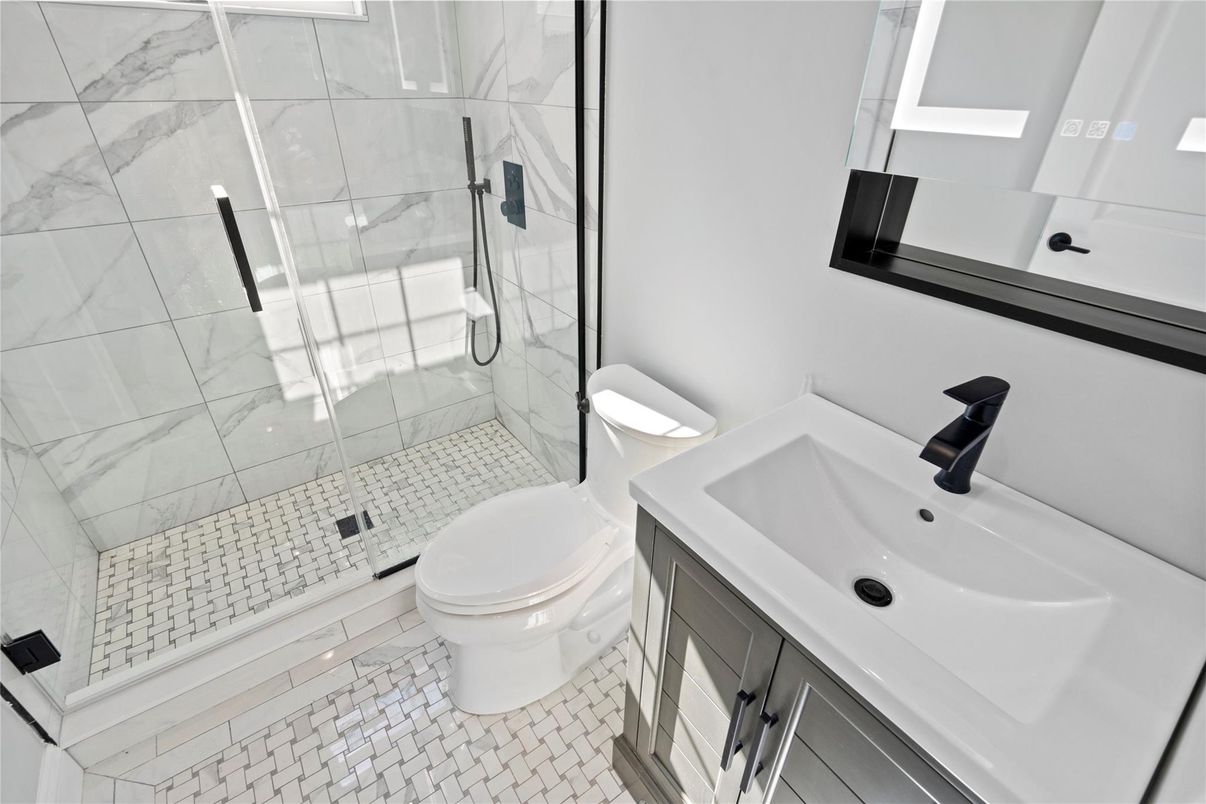 Bathroom, Glass Shower, Interior, Marble Walls