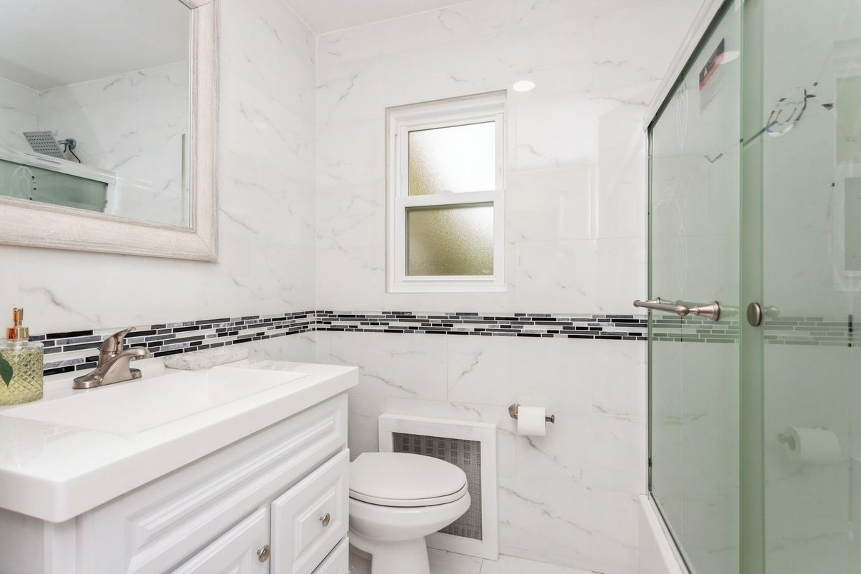 Bathroom, Glass Shower, Interior, Marble Walls