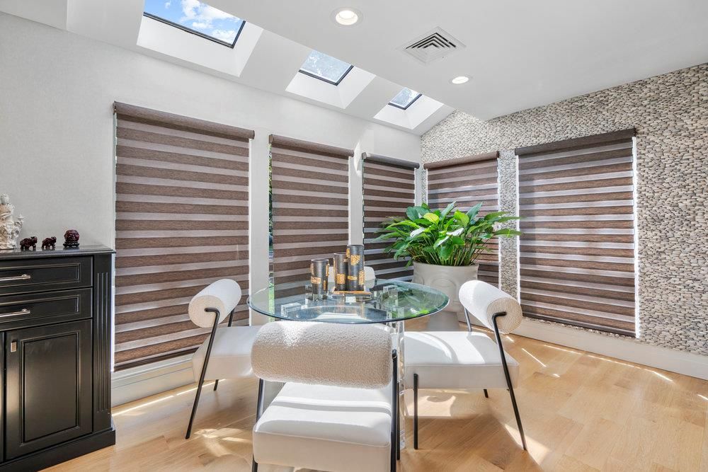 Dining room, Glass Ceilings, Interior, Recessed Lighting, Wood Texture Flooring
