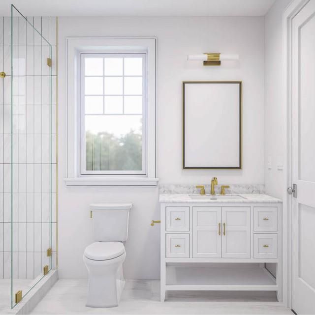 Bathroom, Glass Shower, Interior, Marble