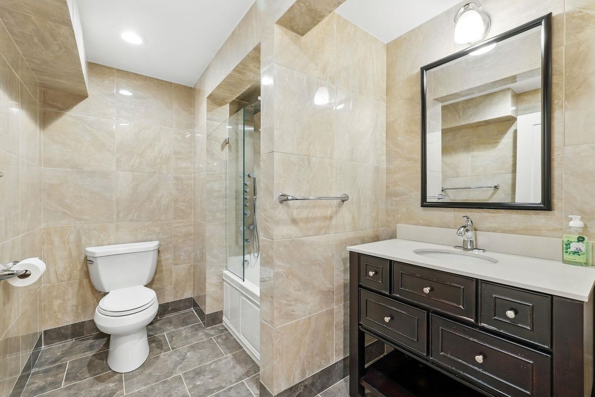 Bathroom, Dual Sink Vanities, Glass Shower, Interior, Recessed Lighting