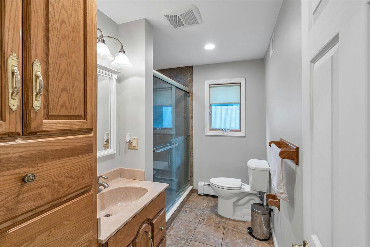 Bathroom, Glass Shower, Interior, Recessed Lighting