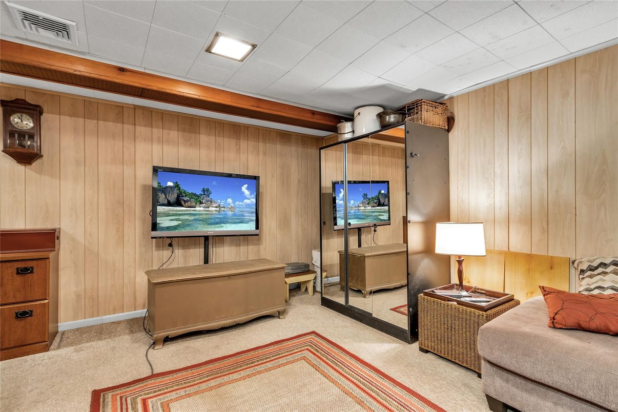 Bedroom, Interior, Recessed Lighting, Wooden Walls