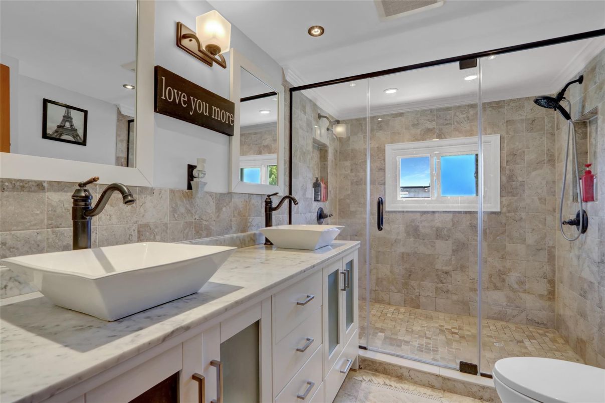 Bathroom, Glass Shower, Interior, Recessed Lighting