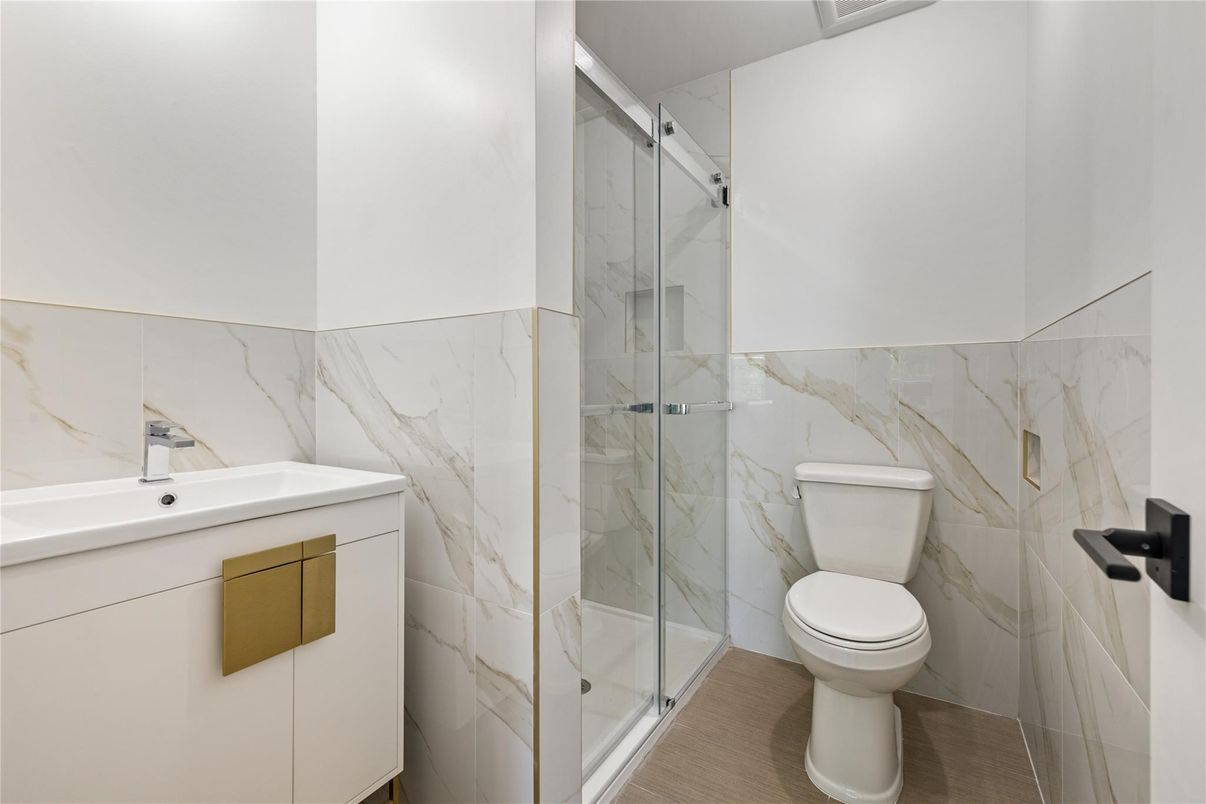 Bathroom, Glass Shower, Interior, Marble Walls