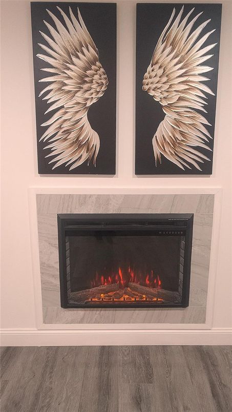 Fireplace, Interior, Wood Texture Flooring