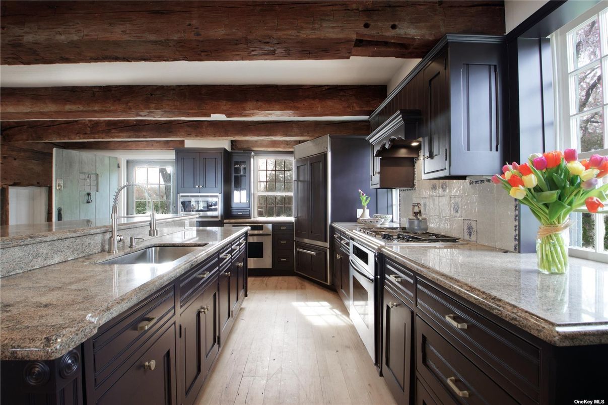Interior, Kitchen, Stainless Steel Appliances, Wooden Beams, Wooden Ceilings, Wood Texture Flooring