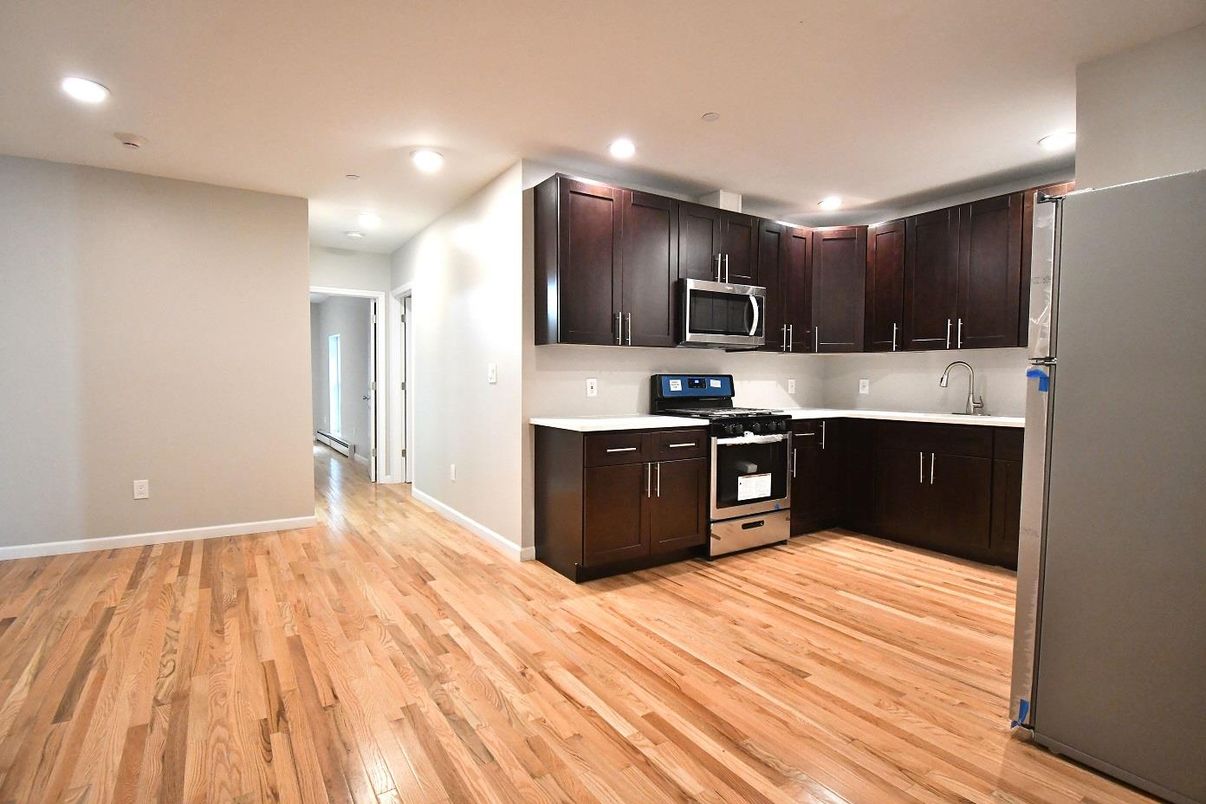Interior, Kitchen, Recessed Lighting, Wood Texture Flooring
