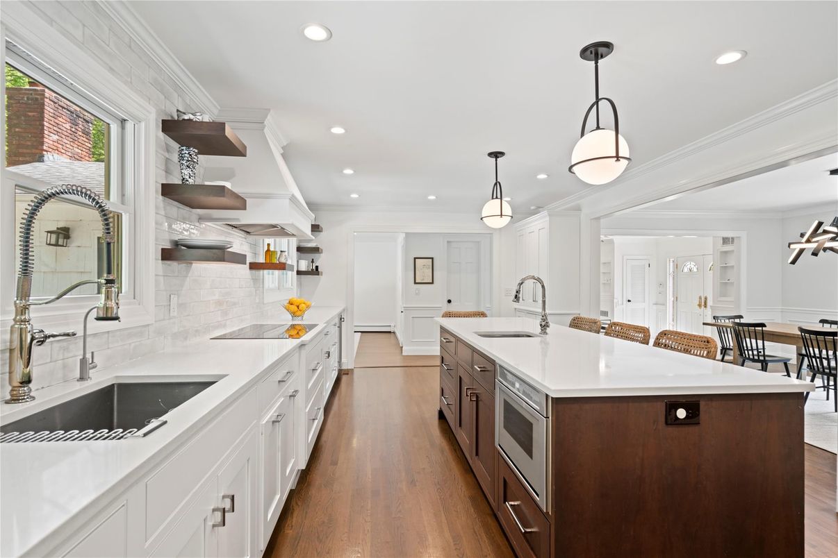 Interior, Kitchen, Pendant Lights, Recessed Lighting, Wood Texture Flooring