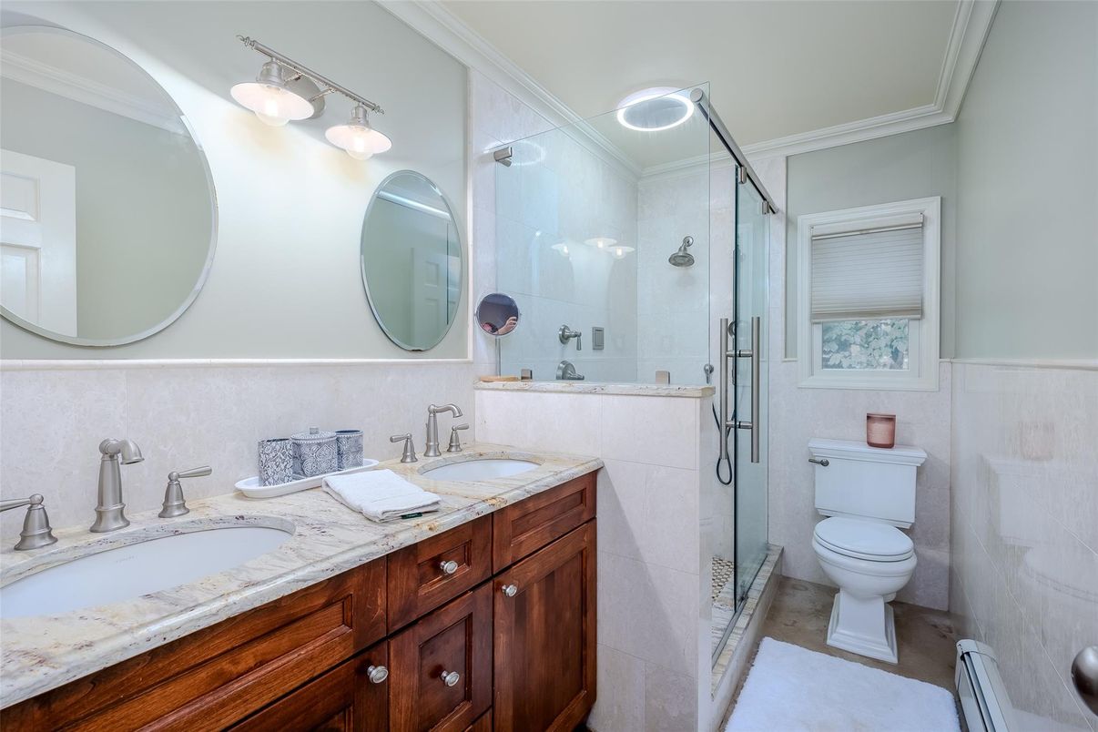 Bathroom, Dual Sink Vanities, Glass Shower, Interior