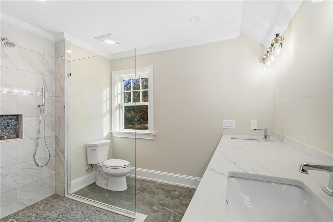Bathroom, Glass Shower, Interior, Marble Walls
