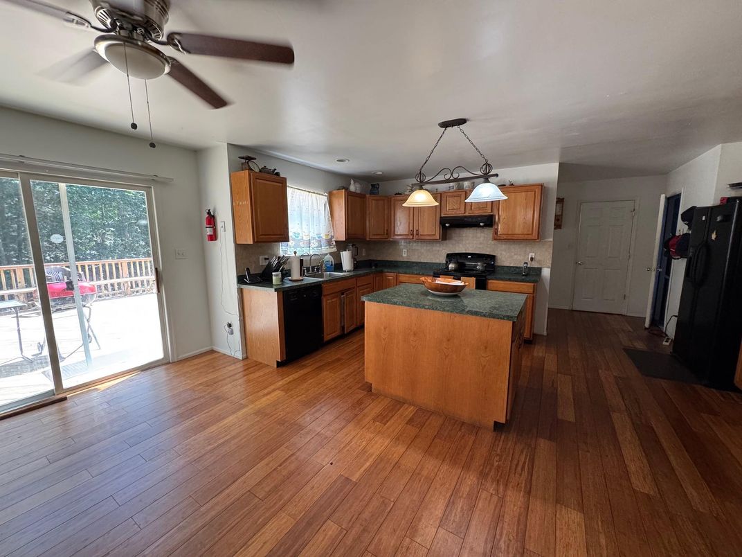 Interior, Kitchen, Pendant Lights, Wood Texture Flooring