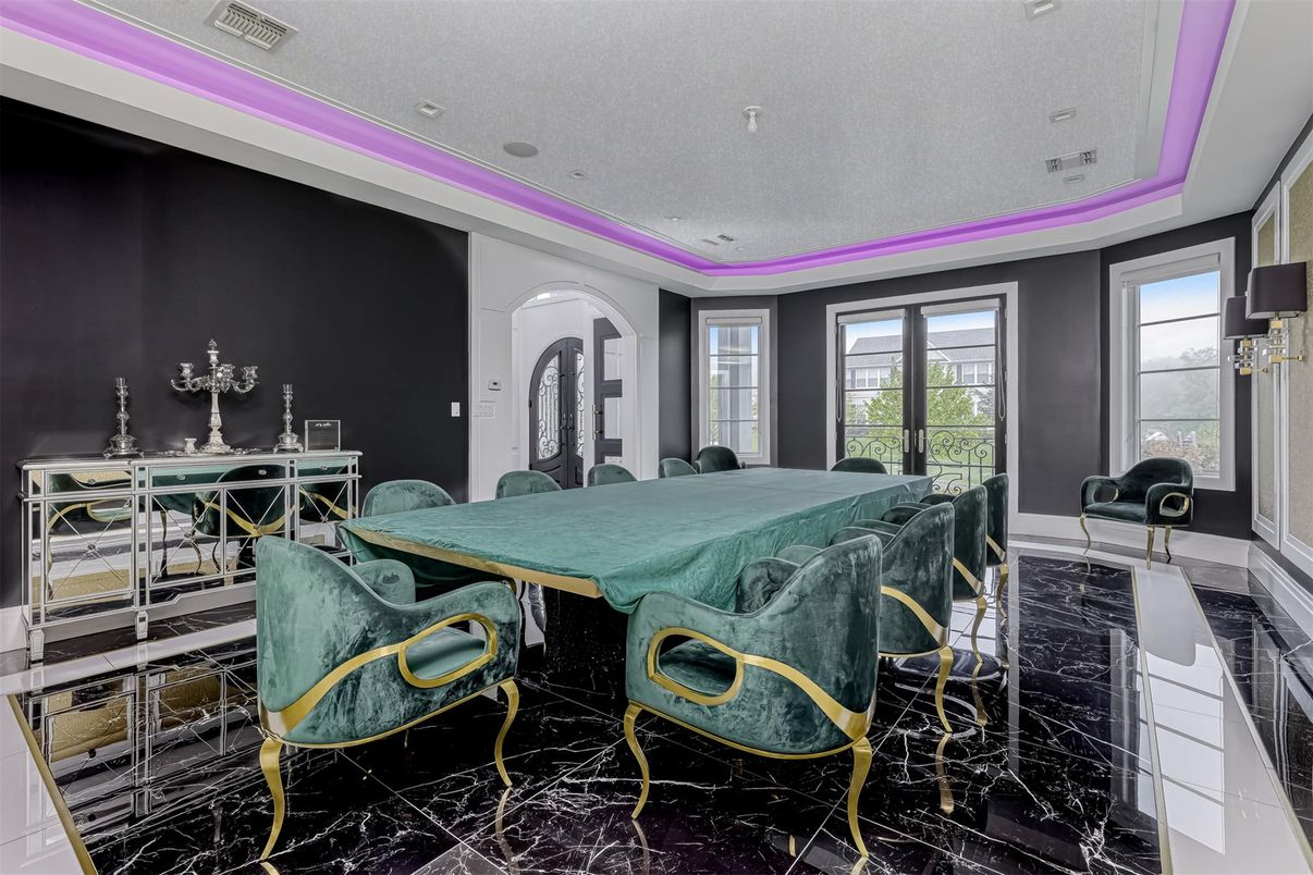 Dining room, Interior, Marble, Recessed Lighting
