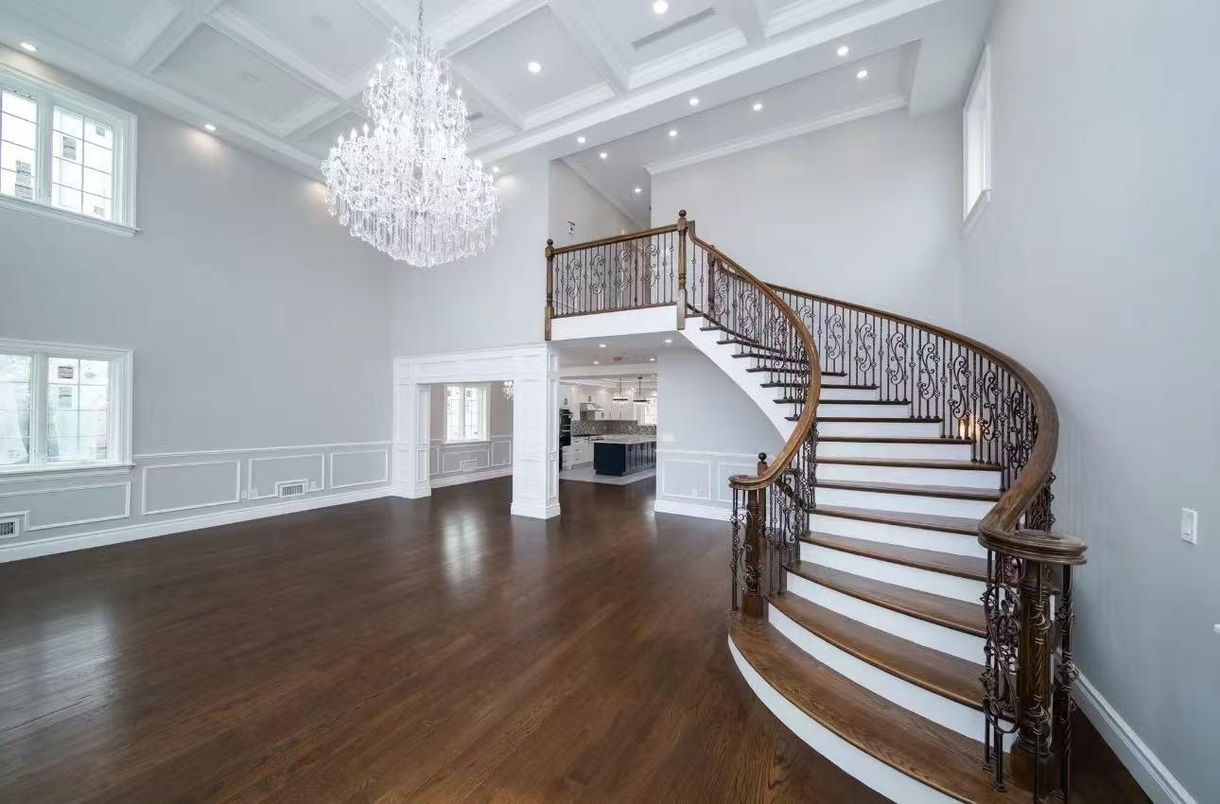 Chandelier, Interior, Recessed Lighting, Wood Texture Flooring