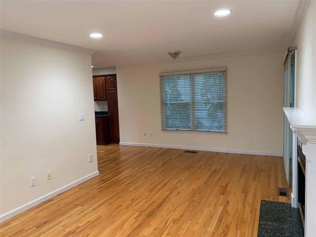 Empty room, Fireplace, Interior, Recessed Lighting, Wood Texture Flooring