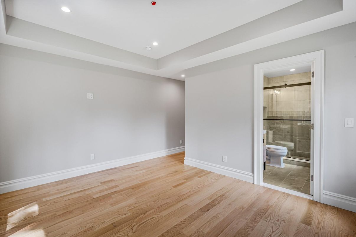 Bathroom, Empty room, Interior, Recessed Lighting, Wood Texture Flooring