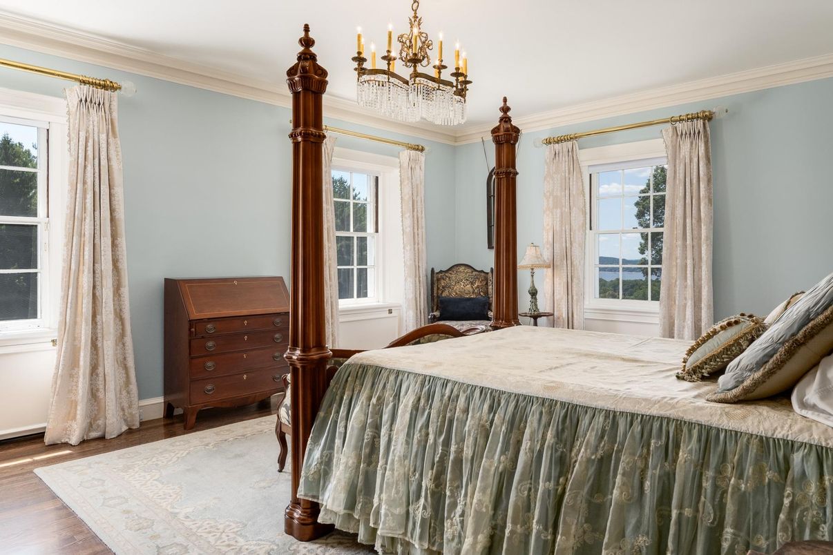 Bedroom, Chandelier, Interior, Wood Texture Flooring