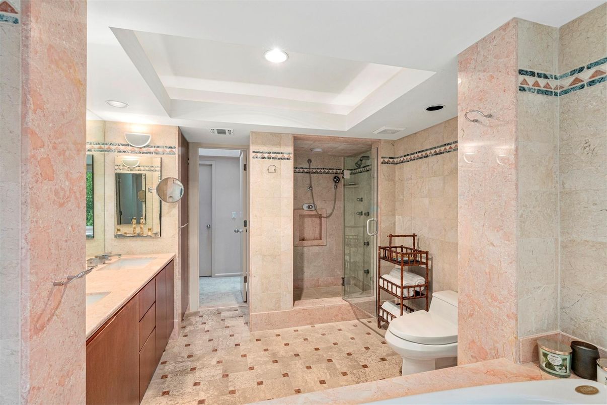Bathroom, Glass Shower, Interior, Recessed Lighting