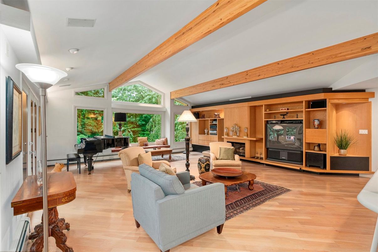 Fireplace, Interior, Living room, Piano, Wooden Beams, Wood Texture Flooring