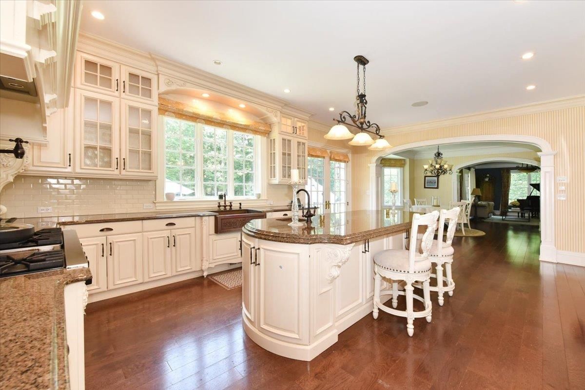 Chandelier, Interior, Kitchen, Pendant Lights, Recessed Lighting, Wood Texture Flooring