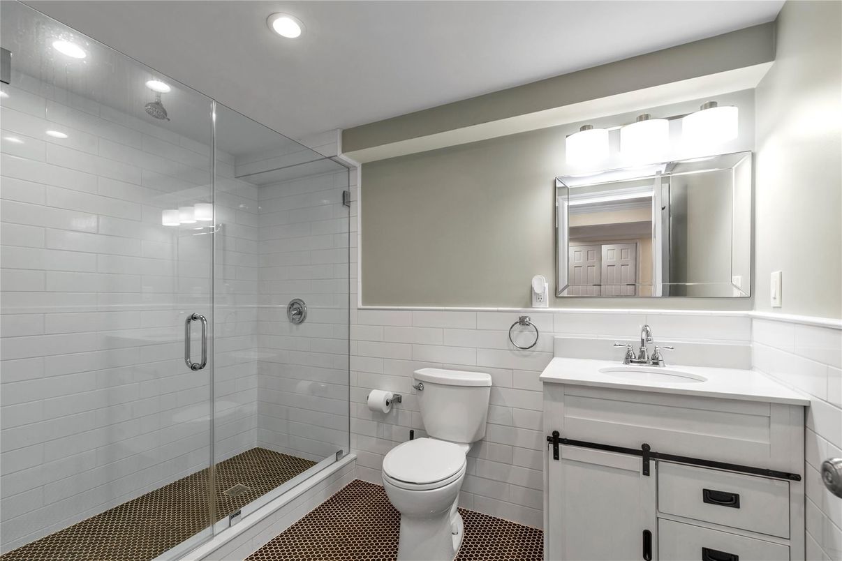 Bathroom, Glass Shower, Interior, Recessed Lighting