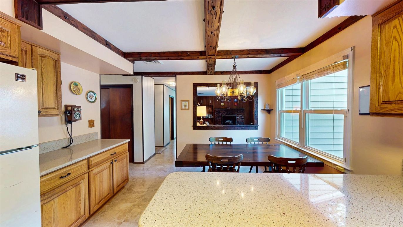 Chandelier, Dining room, Interior, Wooden Beams