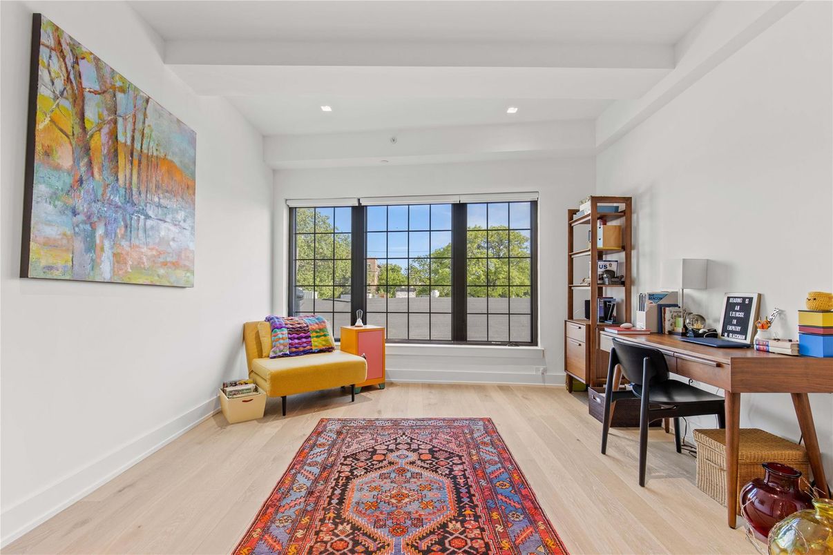 Home Office, Interior, Recessed Lighting, Wood Texture Flooring