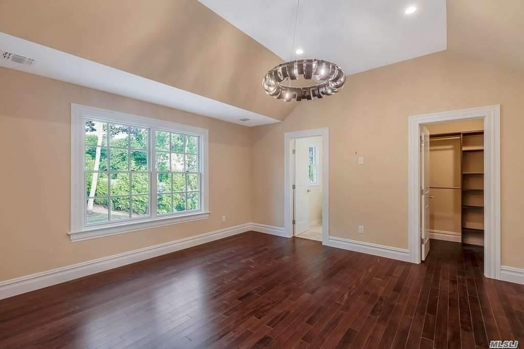 Chandelier, Empty room, Interior, Recessed Lighting, Wood Texture Flooring