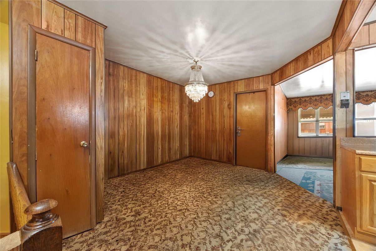 Chandelier, Empty room, Interior, Wooden Walls