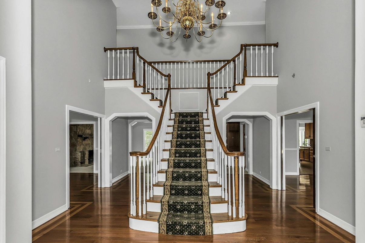 Chandelier, Interior, Recessed Lighting, Wood Texture Flooring