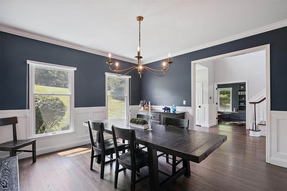 Chandelier, Dining room, Interior, Wood Texture Flooring