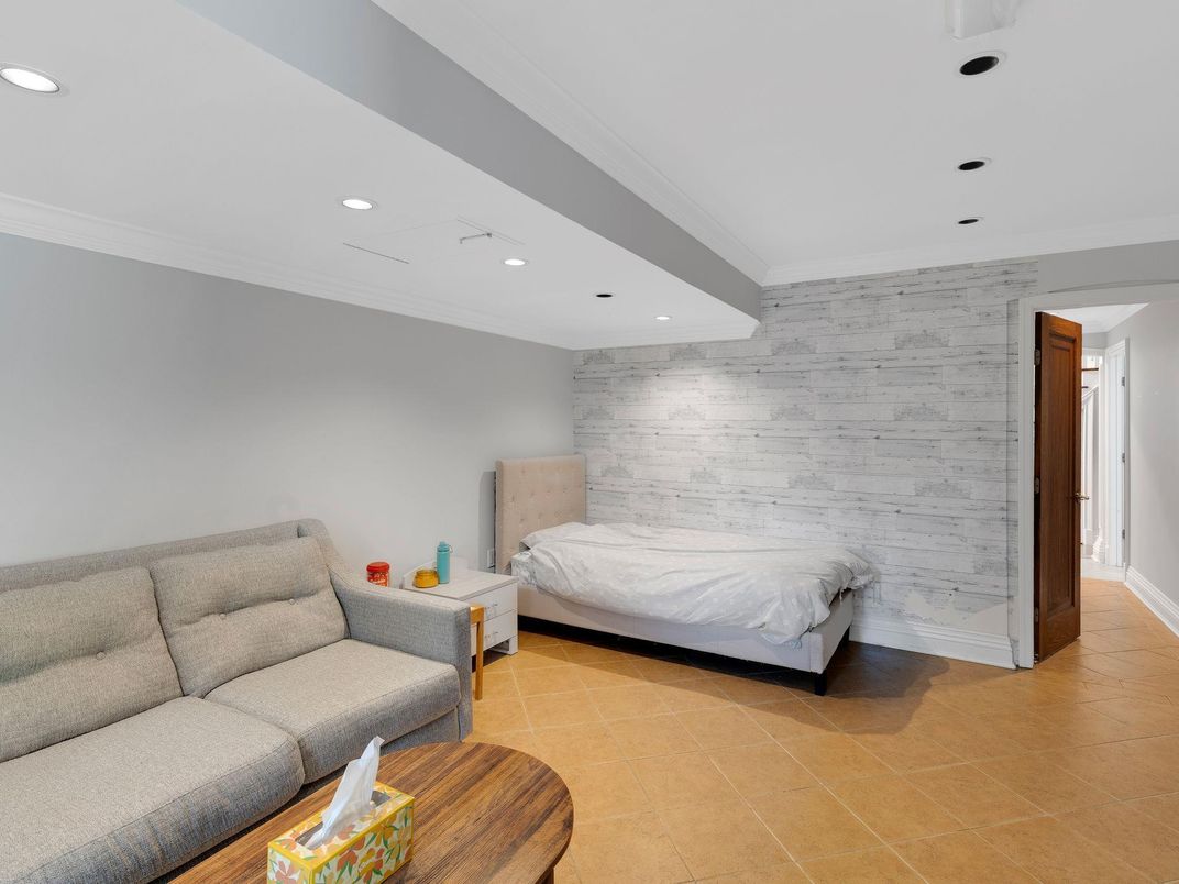 Bedroom, Interior, Recessed Lighting, Stone Walls