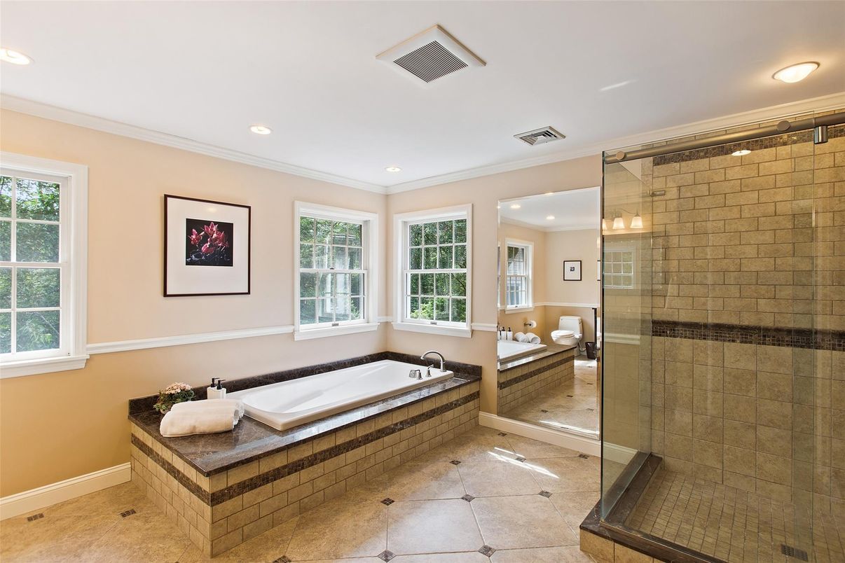 Bathroom, Glass Shower, Interior, Recessed Lighting