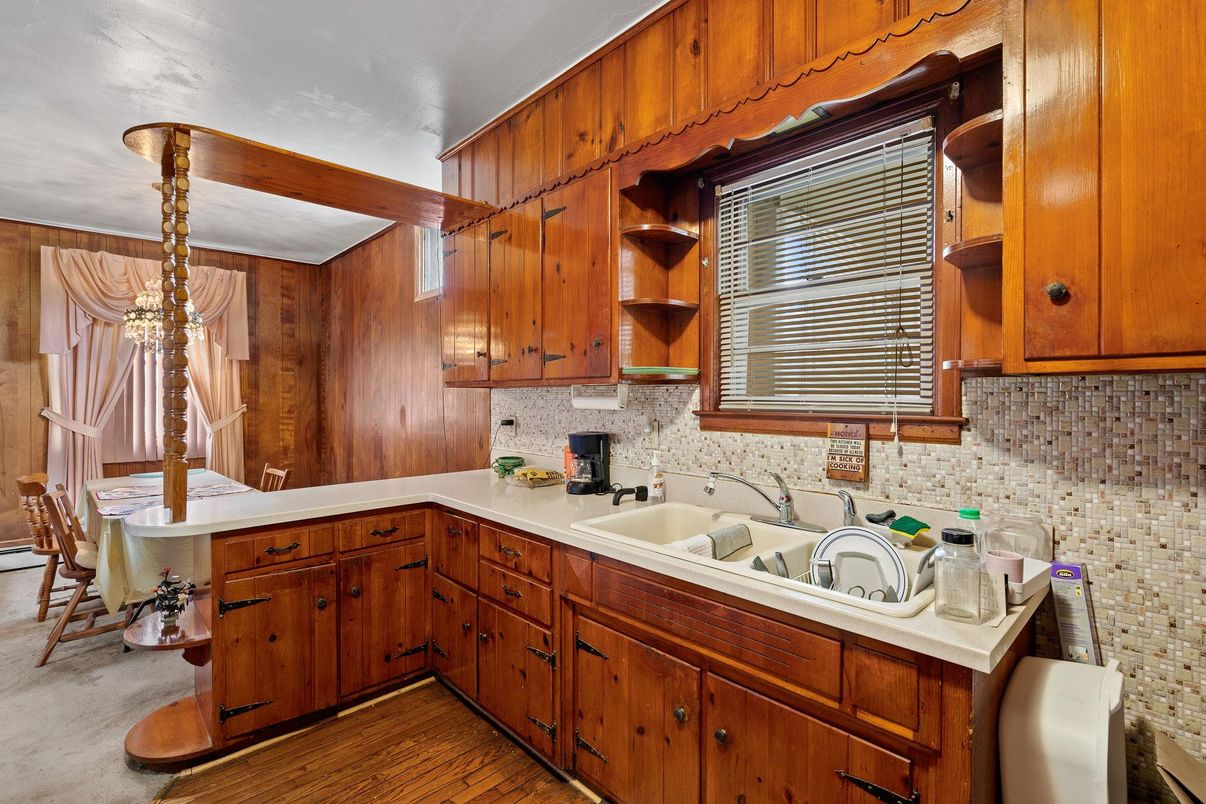 Interior, Kitchen, Wood Texture Flooring, Wooden Walls