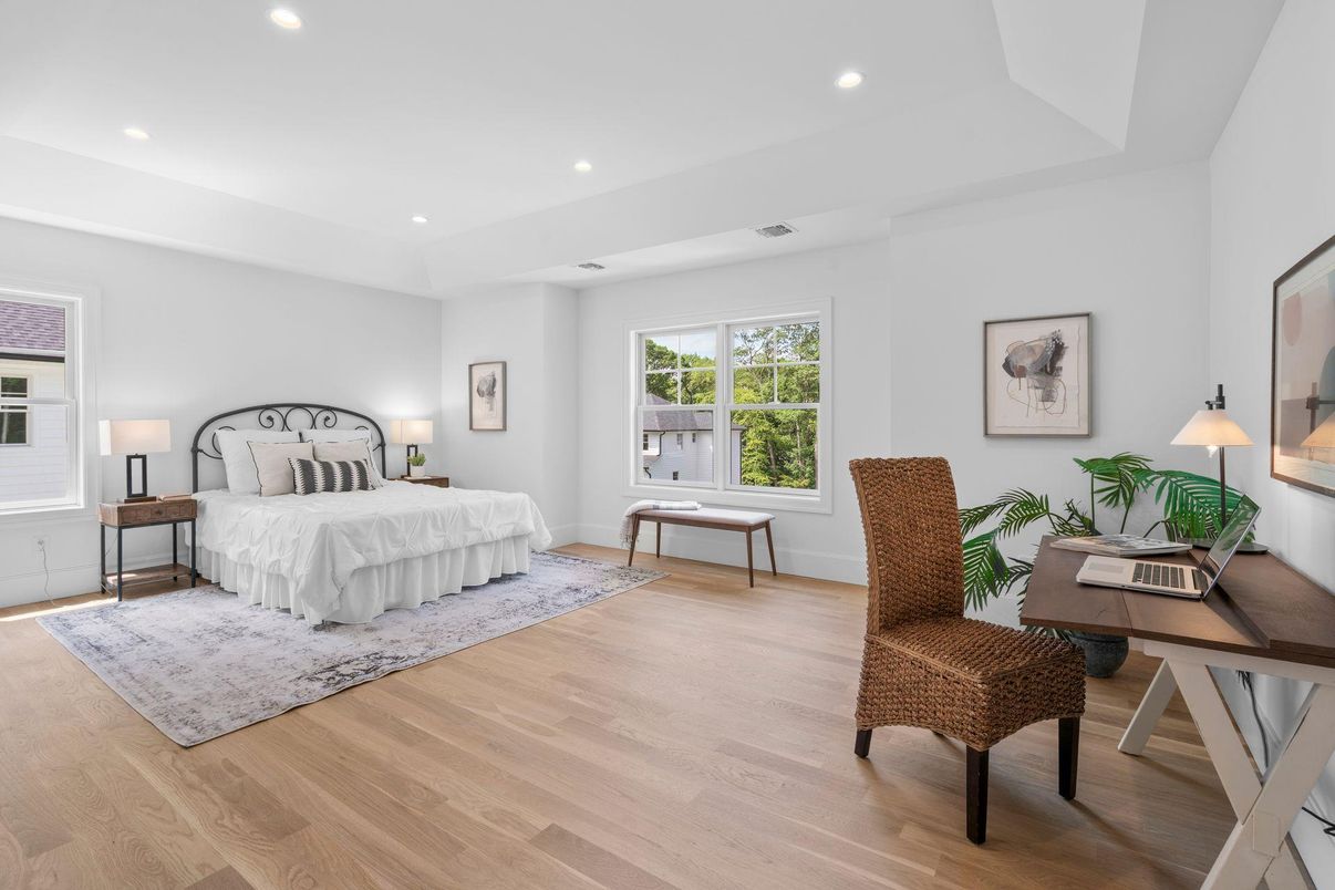Bedroom, Home Office, Interior, Recessed Lighting, Wood Texture Flooring