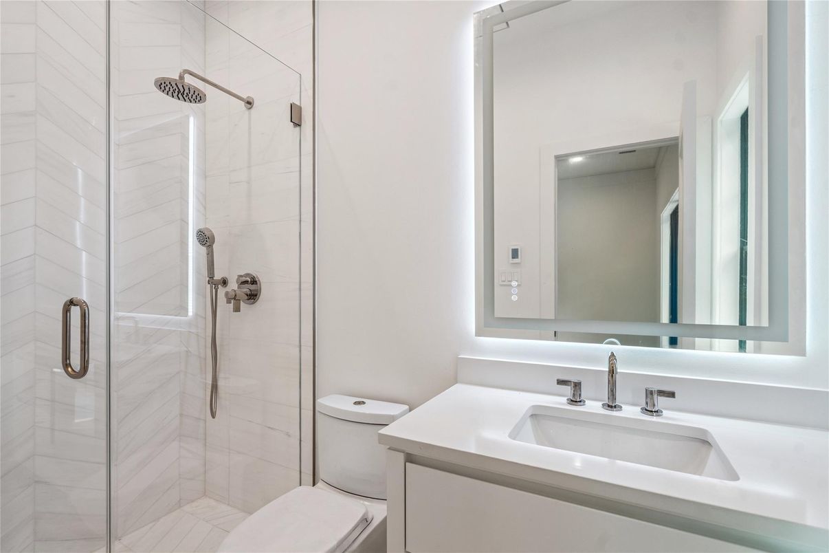 Bathroom, Glass Shower, Interior, Marble Walls