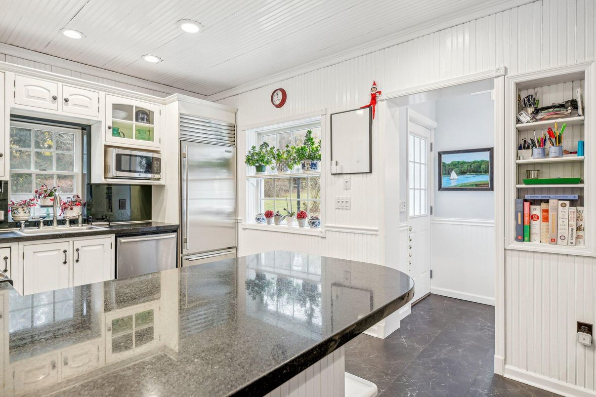 Interior, Kitchen, Marble, Recessed Lighting, Stainless Steel Appliances