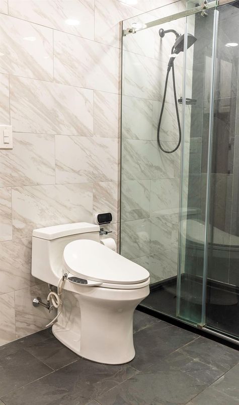 Bathroom, Glass Shower, Interior, Marble Walls