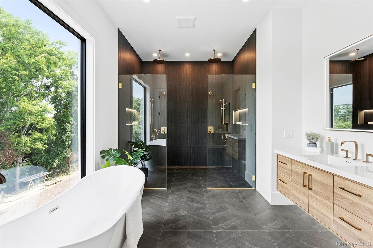Bathroom, Dual Sink Vanities, Free Standing Baths, Glass Shower, Interior, Recessed Lighting