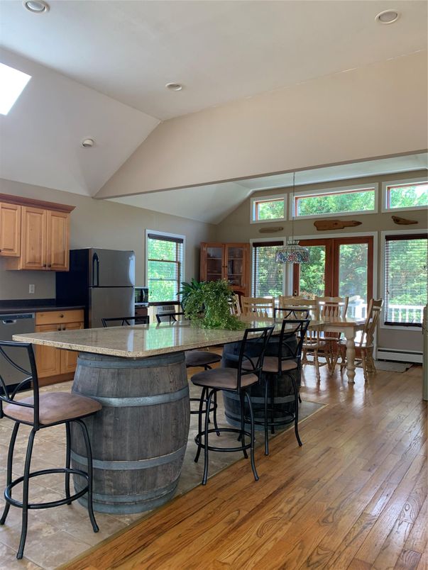 Dining room, Interior, Kitchen, Recessed Lighting, Wood Texture Flooring