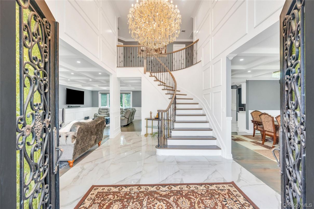 Chandelier, Interior, Marble, Recessed Lighting