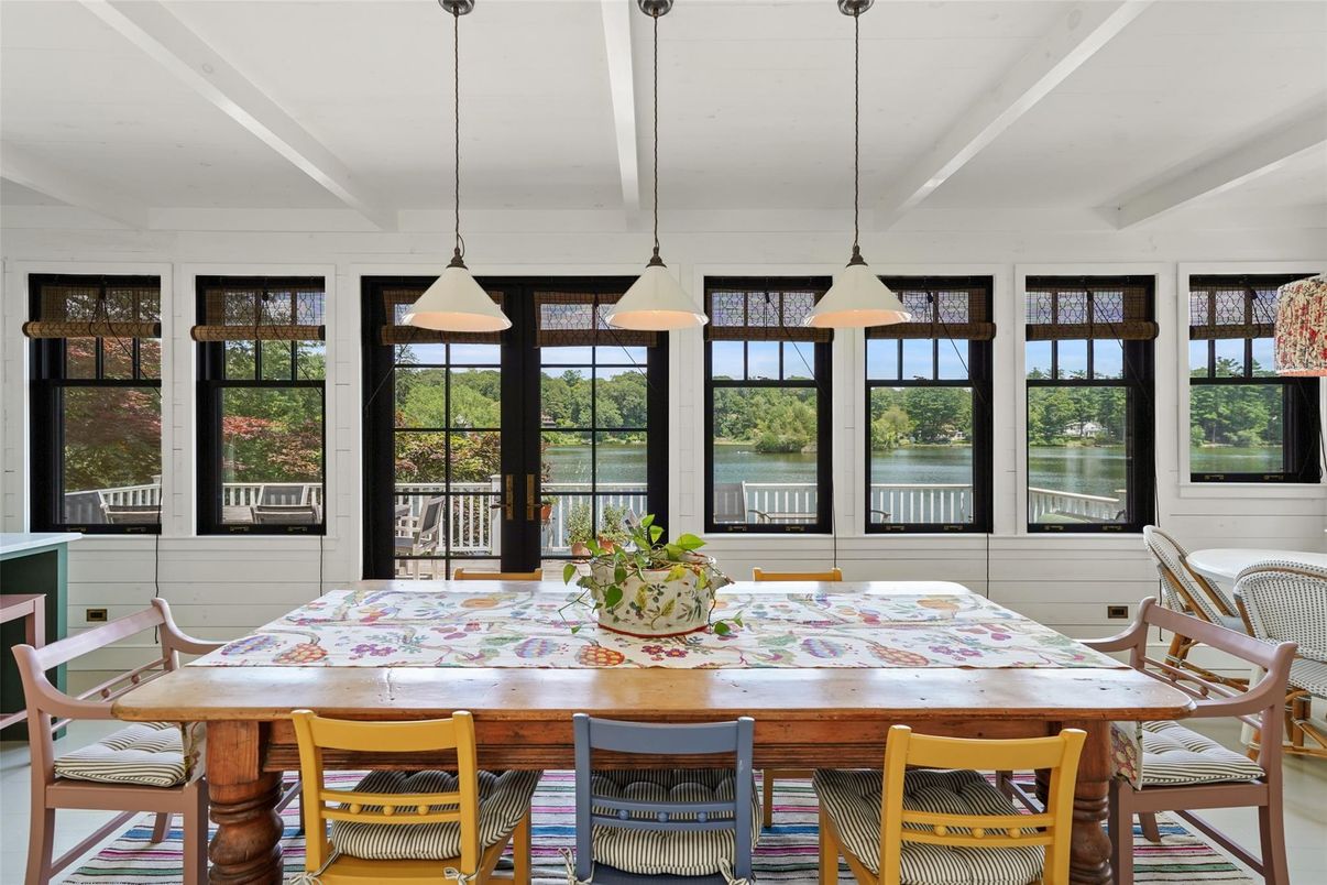 Dining room, Interior, Pendant Lights, Water