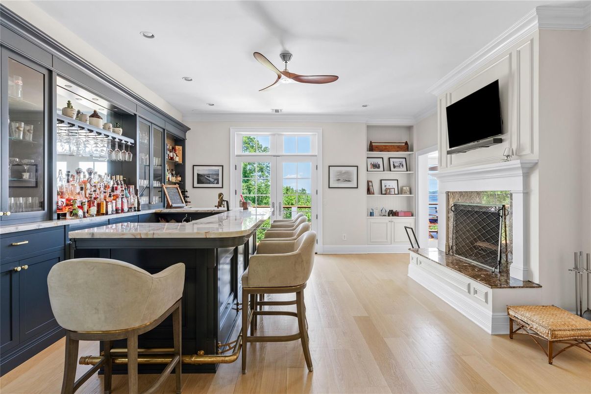 Fireplace, Interior, Recessed Lighting, Wood Texture Flooring