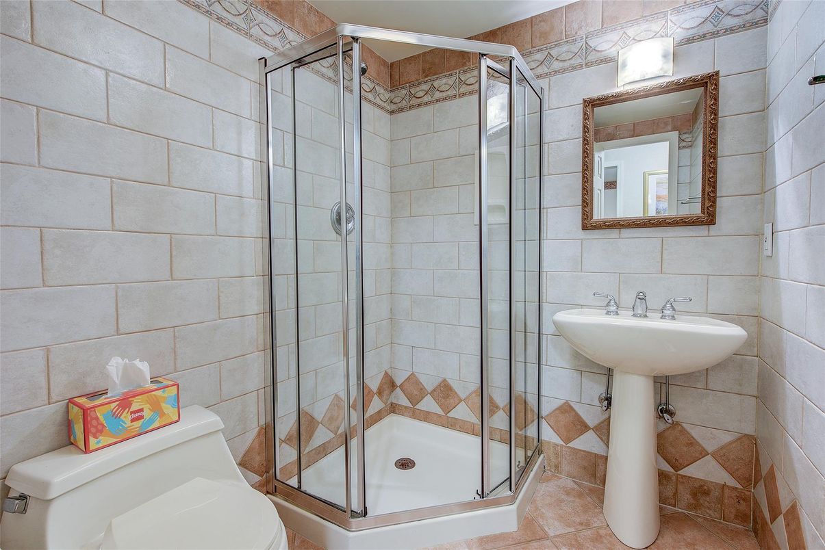Bathroom, Glass Shower, Interior, Stone Walls