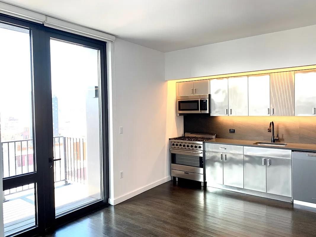 Interior, Kitchen, Stainless Steel Appliances, Wood Texture Flooring