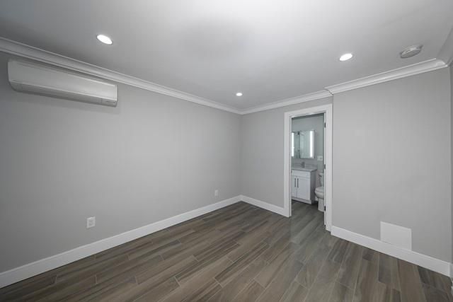 Bathroom, Empty room, Interior, Recessed Lighting, Wood Texture Flooring