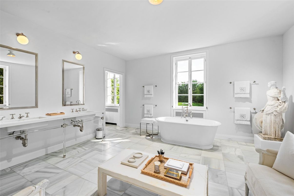 Bathroom, Dual Sink Vanities, Free Standing Baths, Interior, Marble