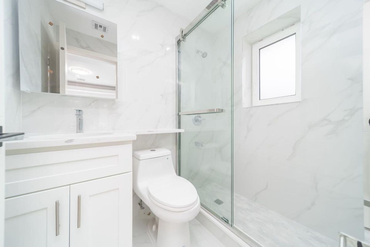 Bathroom, Glass Shower, Interior, Marble Walls