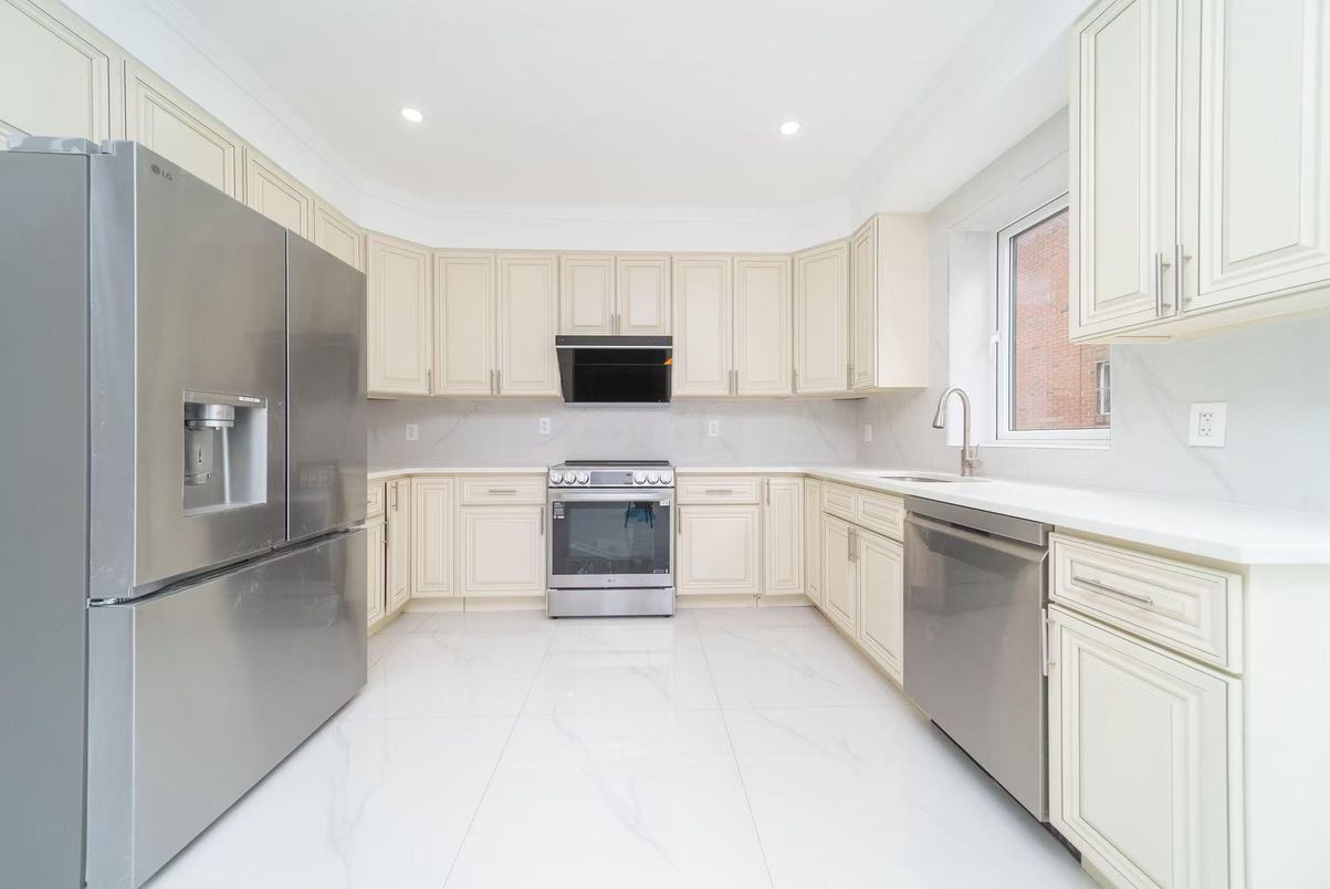 Interior, Kitchen, Marble, Recessed Lighting, Stainless Steel Appliances